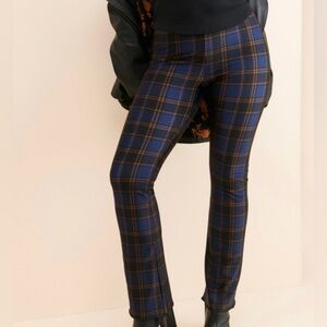 Good American Blue Plaid Pull On High Rise Pants Size 7 (4X) NWT!